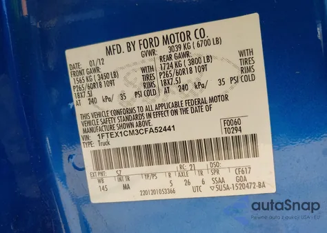 2012 Ford F-150 Xlt from USA, damaged, VIN 1FTEX1CM3CFA52441